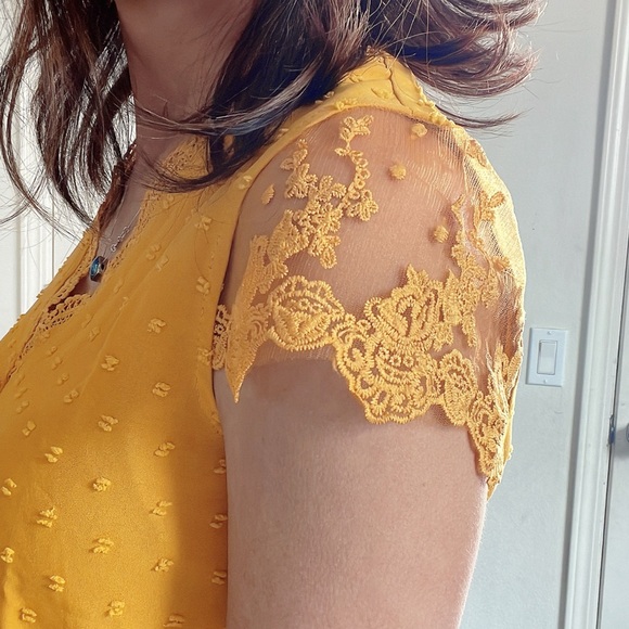 019 Boho Swiss Dot puff sleeve Floral Lace Blouse - Picture 4 of 15